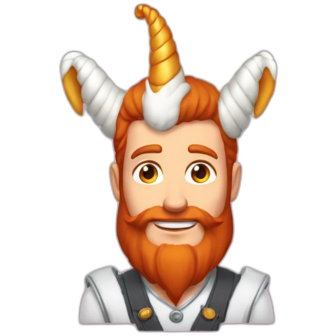 Homme roux avec corne de licorne emoji