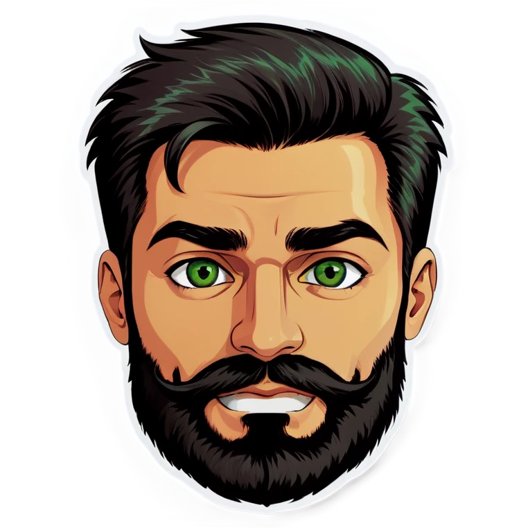 Man beard black hair thin face green/hazel eyes  emoji