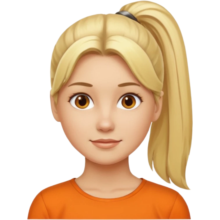 blond woman with ponytail and orange blouse emoji