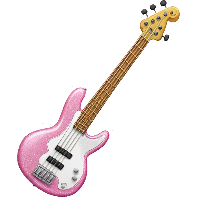 White and pink glittery bass guitar emoji