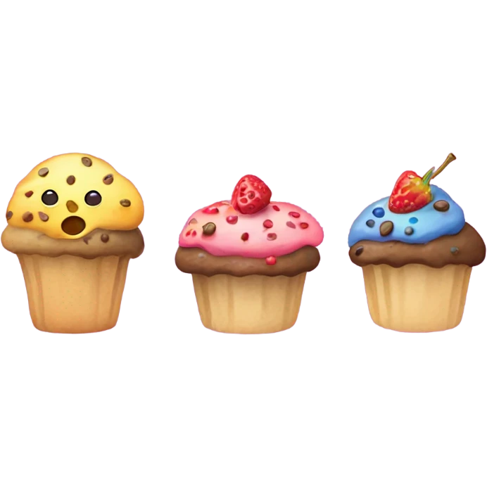 3 cute muffin emoji