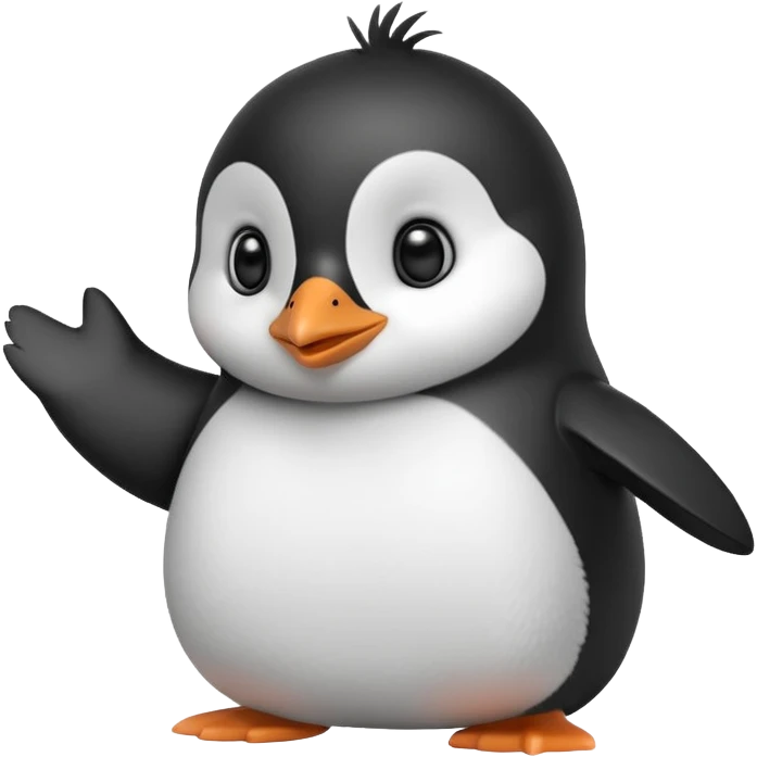 Cute little penguin waiving hi emoji