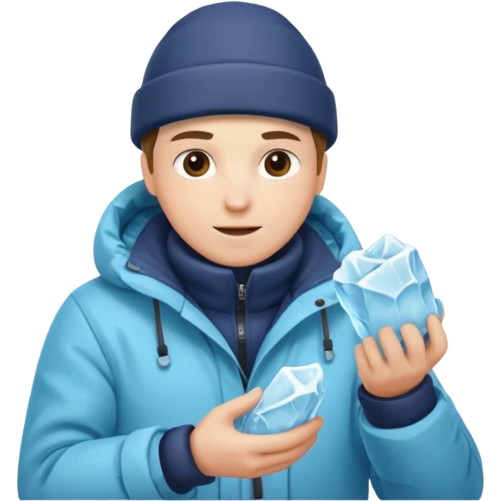 Sculptor polishing with cloth,Ice Sculptors. emoji