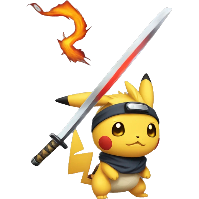 pokemon with a katana and naruto headband emoji