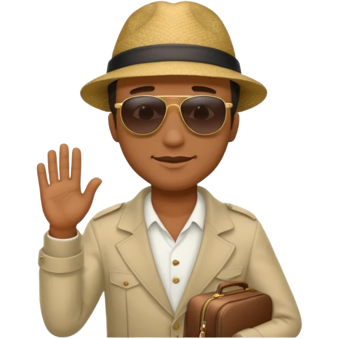 Visage homme créole réunionnais avec chapeau arrive avion emoji