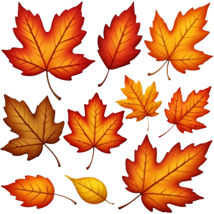 Red-orange-yellow-brown-gradients autumn leaves emoji