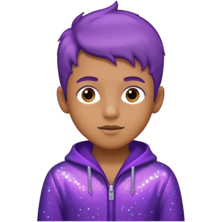boy supervisor wearing glitter purple glittery clothes emoji