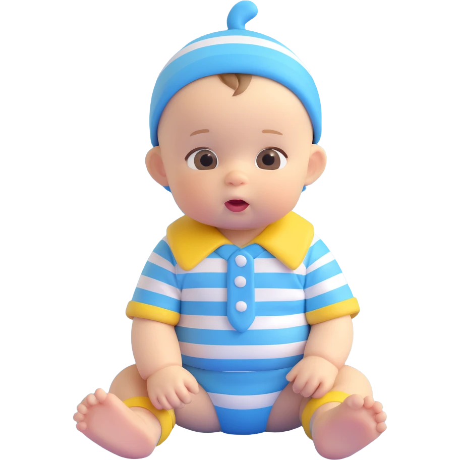 very young white baby boy, tiny, just born, cute, striped blue outfit emoji