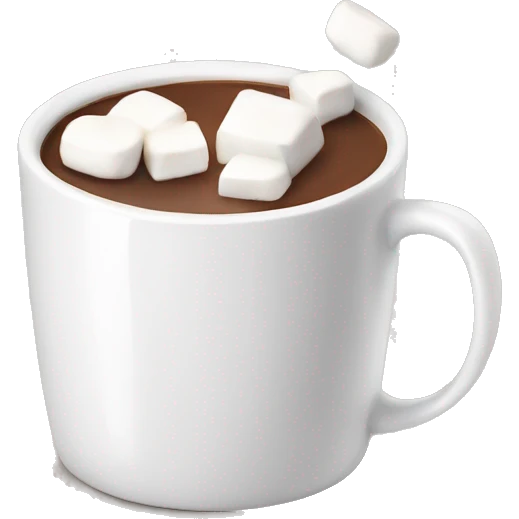 Christmas White mug of hot chocolate with marshmallows  emoji