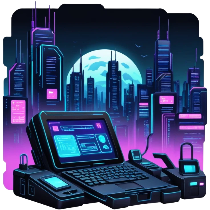 Dark night cyberpunk, cybercore, vaporwave aesthetic emoji