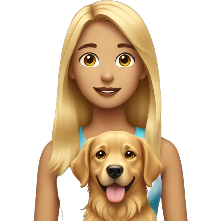 Girl with golden retriever  emoji
