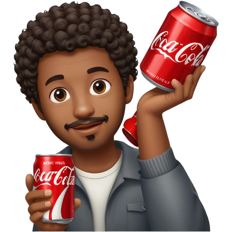 black guy short curly hair facial hair holding coke emoji