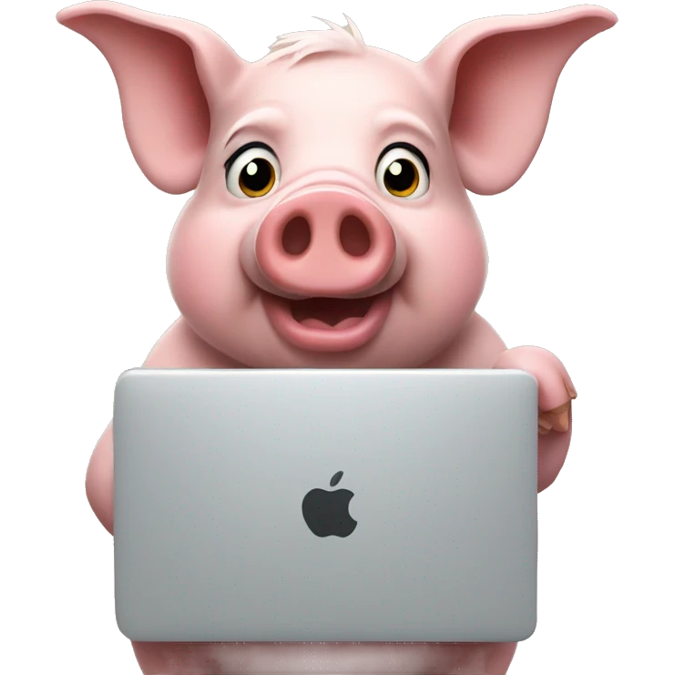 Pig holding a macbook emoji