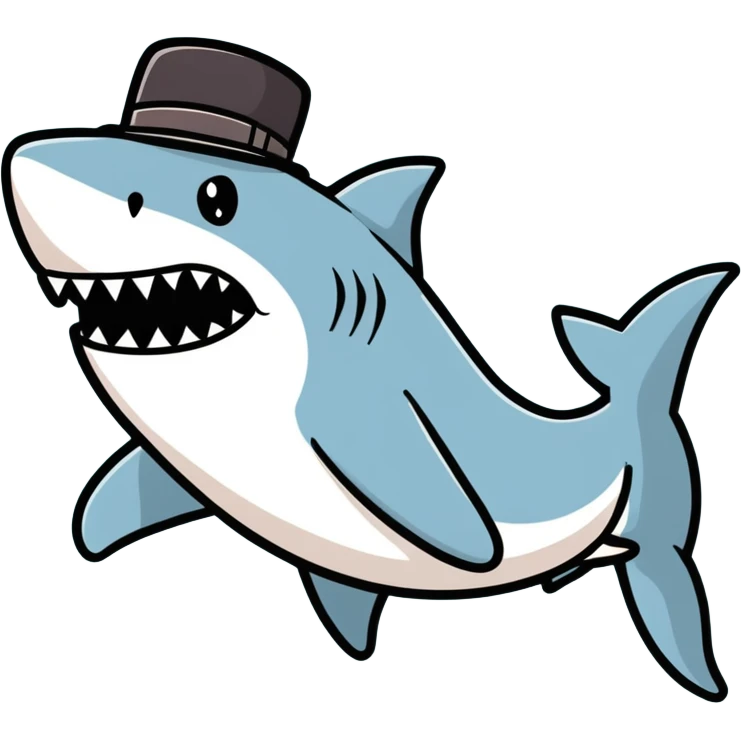 Shark with a top hat emoji