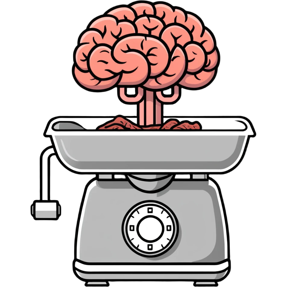 a brain going through a meat grinder emoji