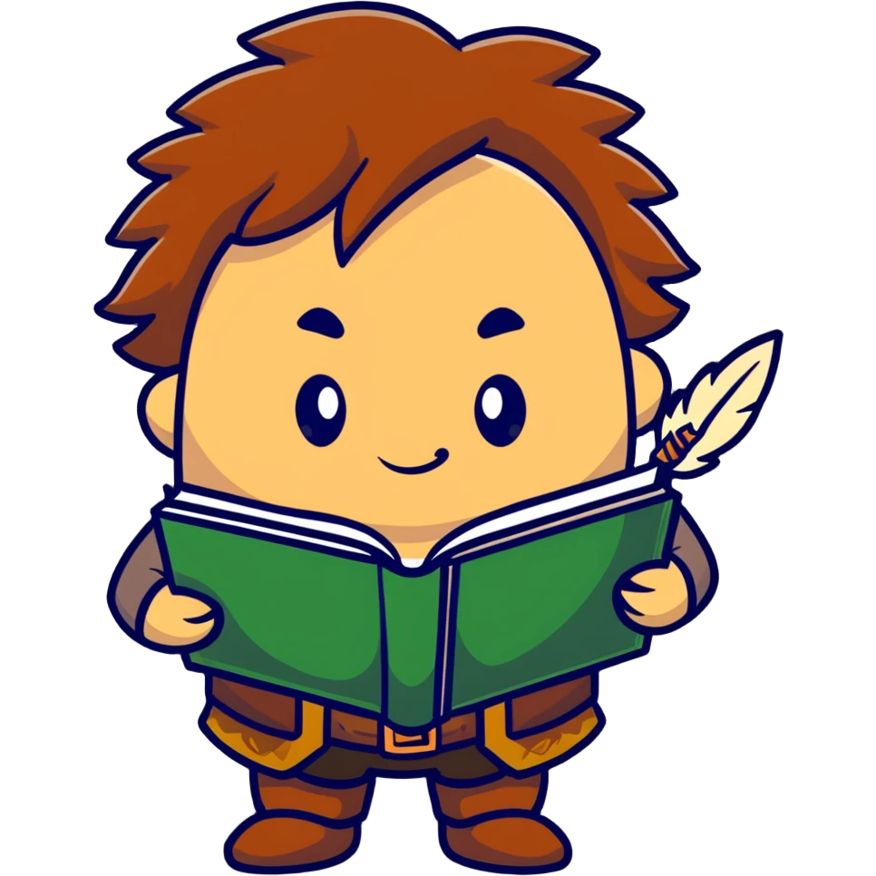 Varric Tethras storyteller with quill and book emoji