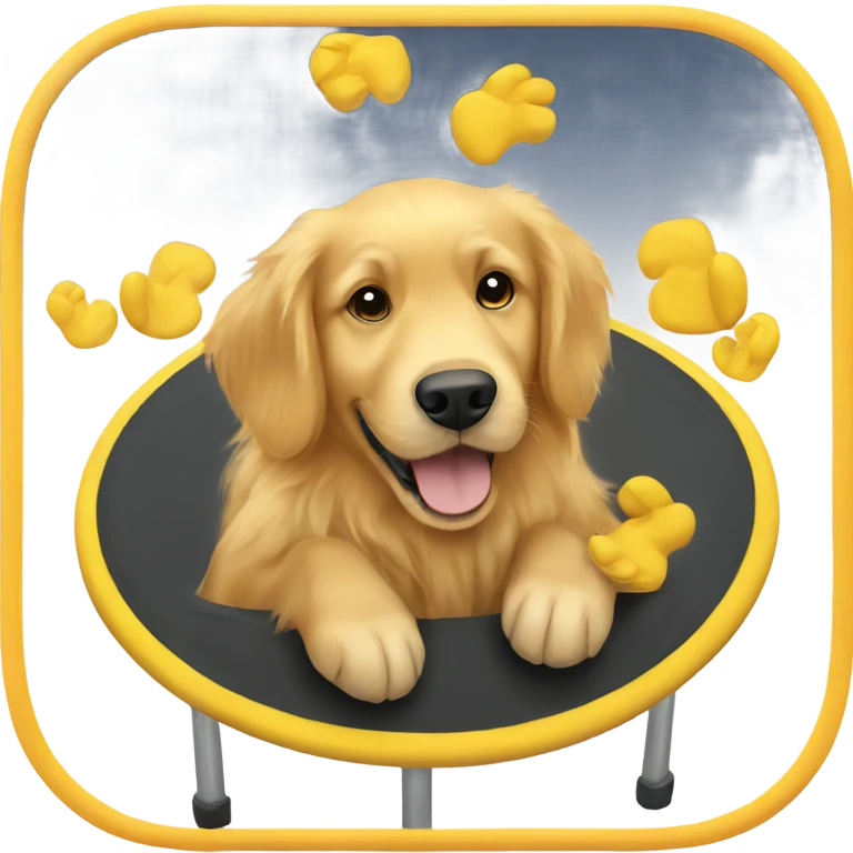Golden retriever on a trampoline emoji