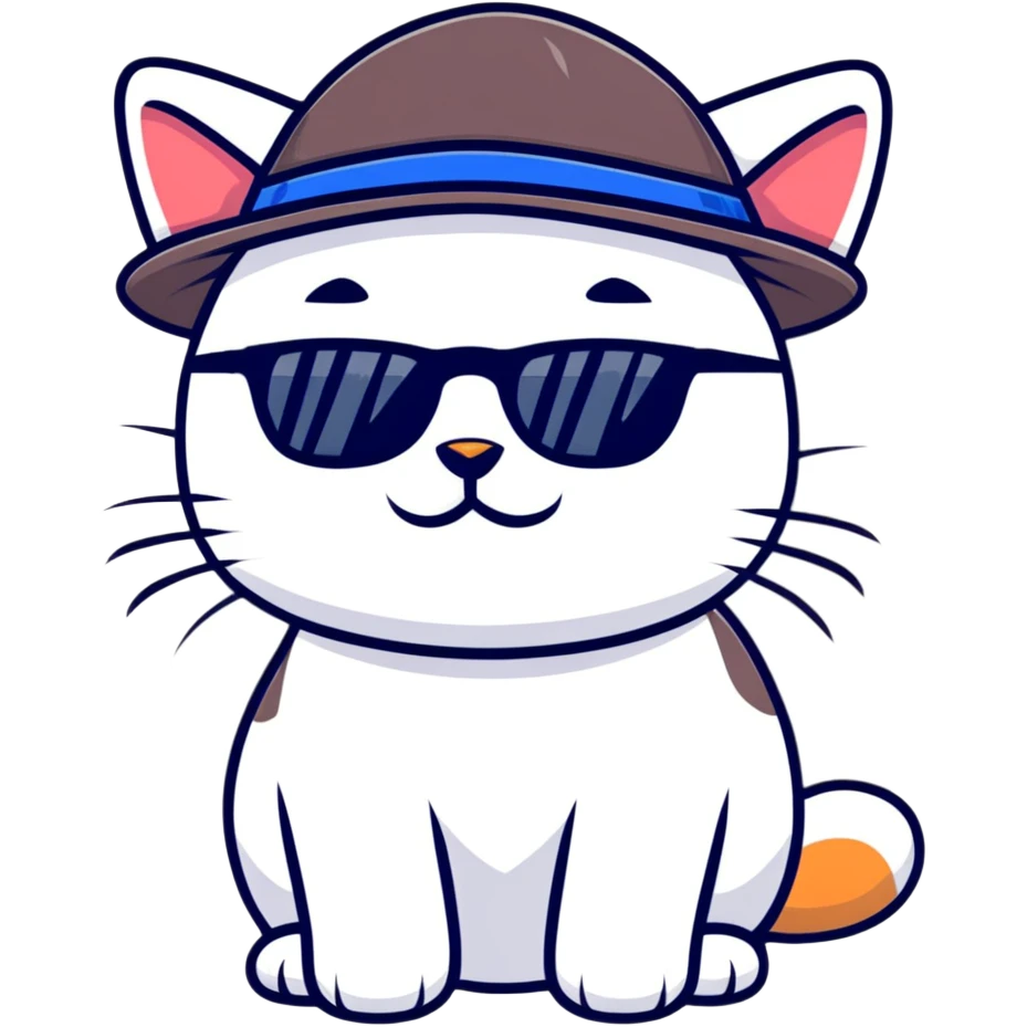 cat wearing sunglasses and a hat emoji