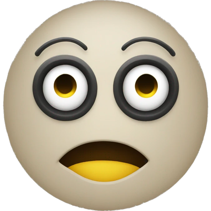 Smiley face with wide eyes looking left and a straight mouth emoji