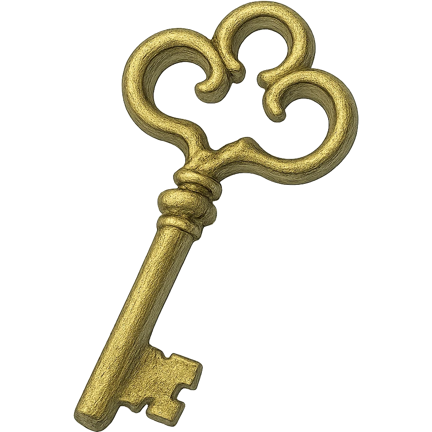 realistic fantasy key, natural colors, soft, fairy-like atmosphere, no background, square size emoji