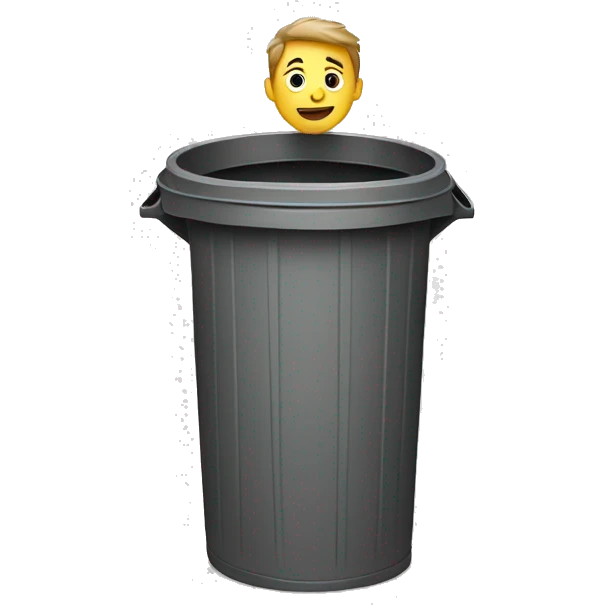 Man sitting in trash can poking his head out  emoji