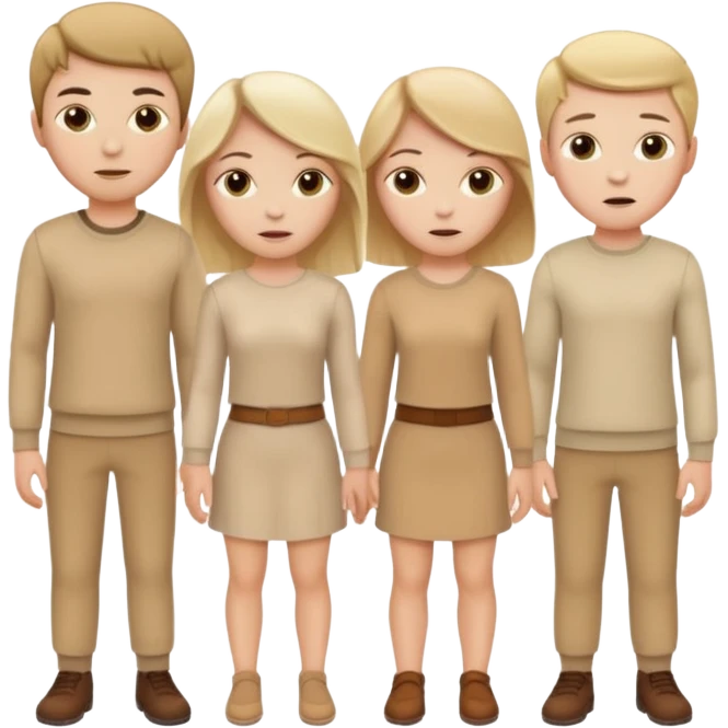 4 white girls and 2 white boys in beige clothes emoji
