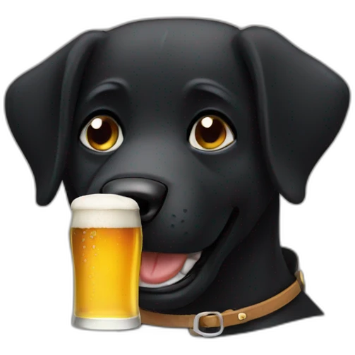 Black dog drinking beer emoji
