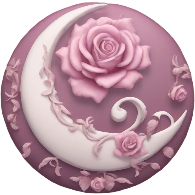 crescent damask moon with roses emoji