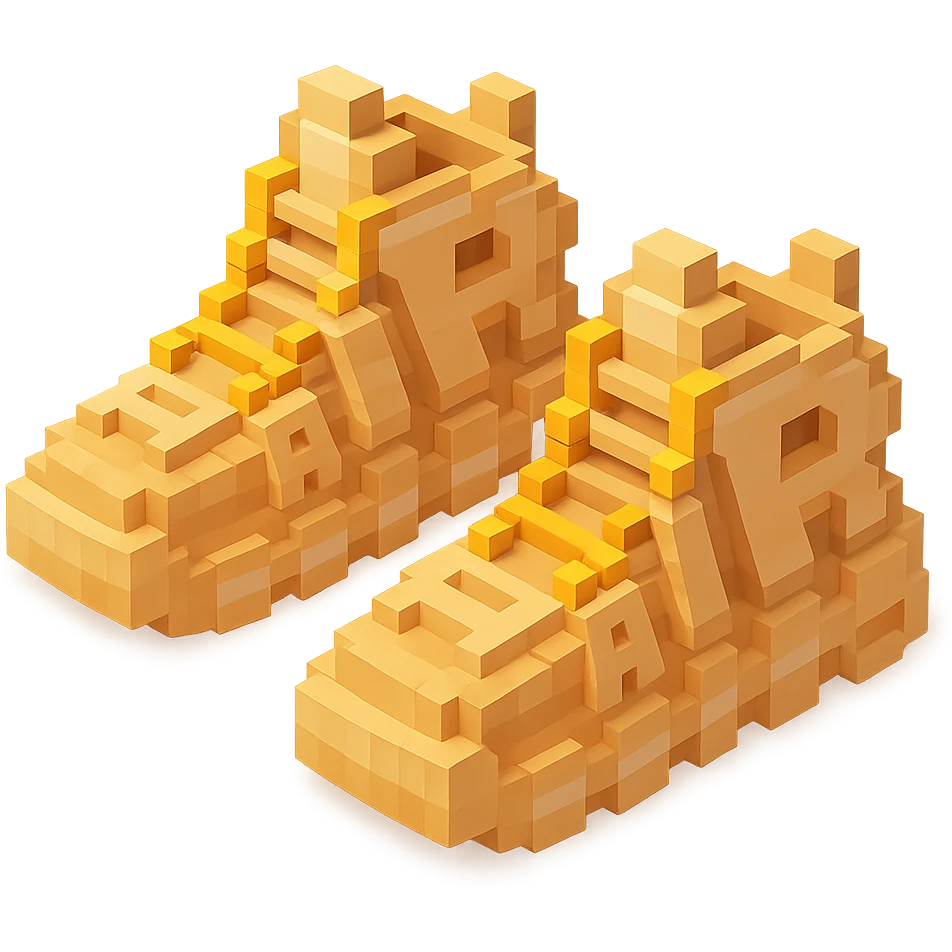 two pairs of Nike Air More Uptempo sneakers in beige with gold beads on the laces emoji