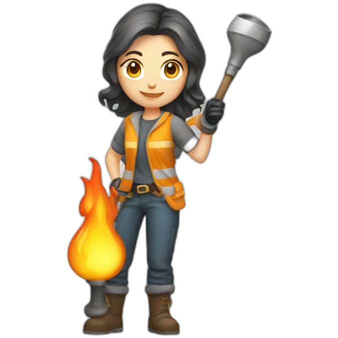Hot Glass blower with torch, female caracter emoji