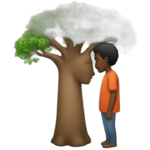 A black man kissing a baobab tree emoji