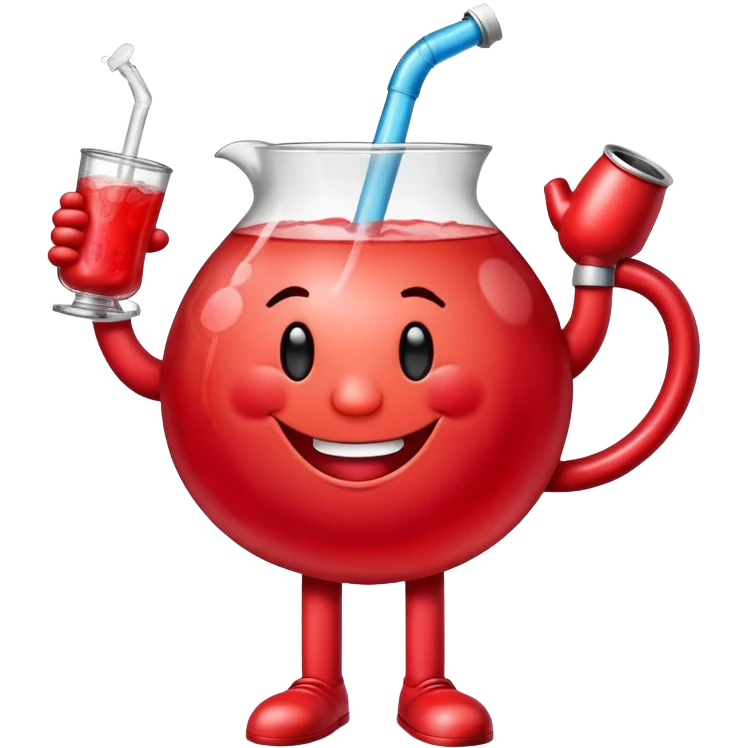 Kool-Aid Man pitcher character with legs and arms holding a bong emoji