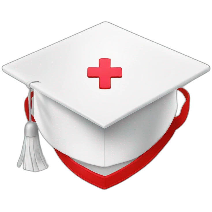 White Student cap with red medical cross  emoji