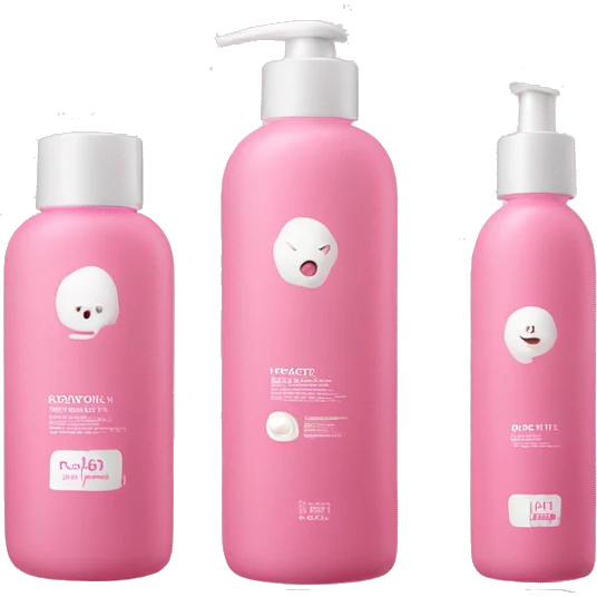 set of 4 pink skin care bottles of various heights emoji