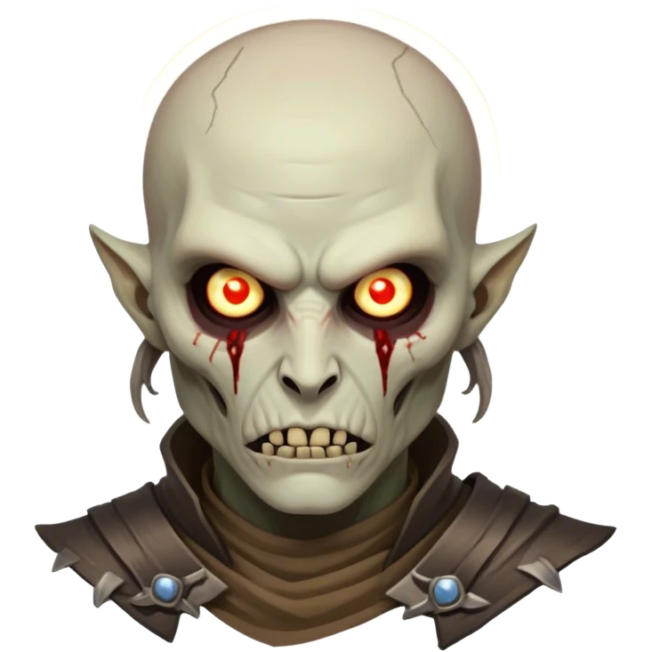 Cinematic Realistic WoW Undead Warrior Portrait, head tilted epicly and inquisitively, showcasing grim resilience and defiant strength. His withered, pallid skin and intense, glowing eyes contrast starkly with his worn, earth-toned clothes, rendered in meticulous detail. With dynamic, high-contrast lighting and high shine, this portrait exudes an epic aura, capturing the relentless will of a battle-hardened undead warrior. emoji