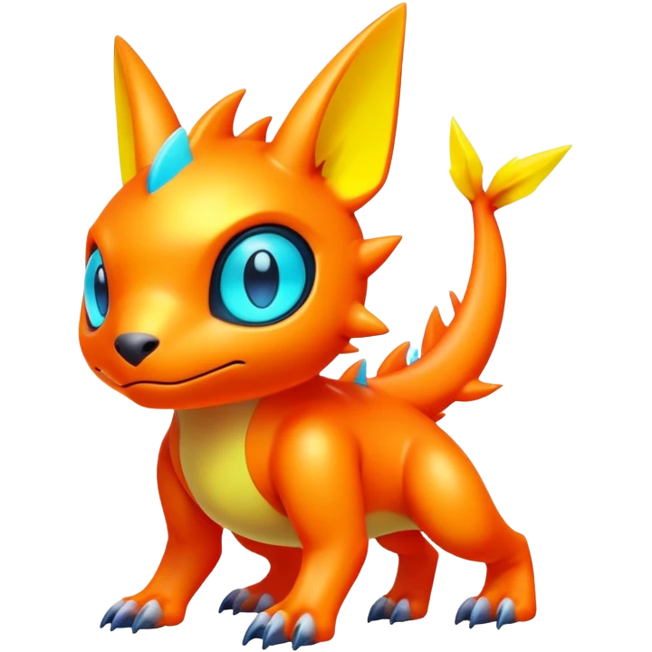 lush warm-colored modern colorful neon-colored Fakémon-Digimon-Fionbri-Trico-creature emoji