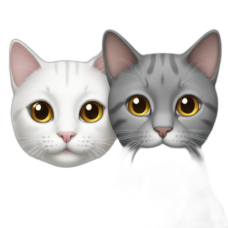 two white and one gray cat 3 cats emoji