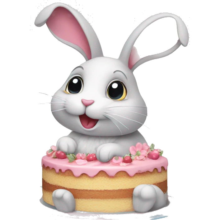 bunny with a cake emoji
