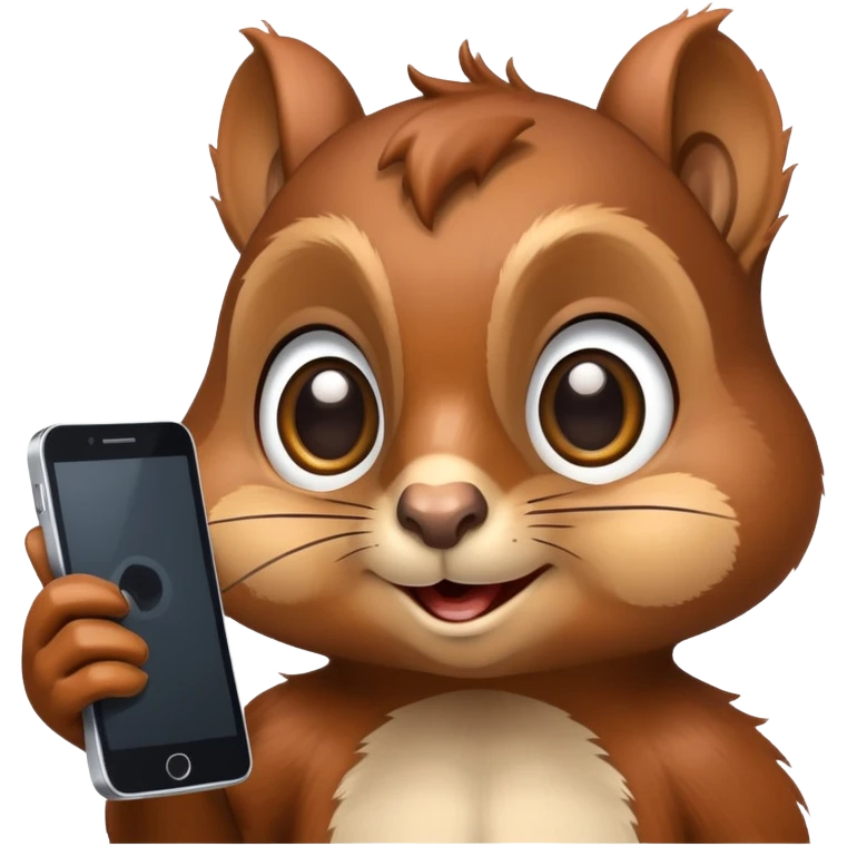 Brown squirrel with big eyes on the phone emoji