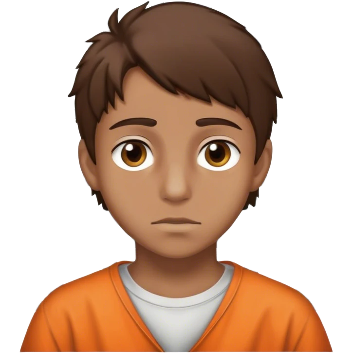 teen boy with brown eyes and hair hair in jail emoji