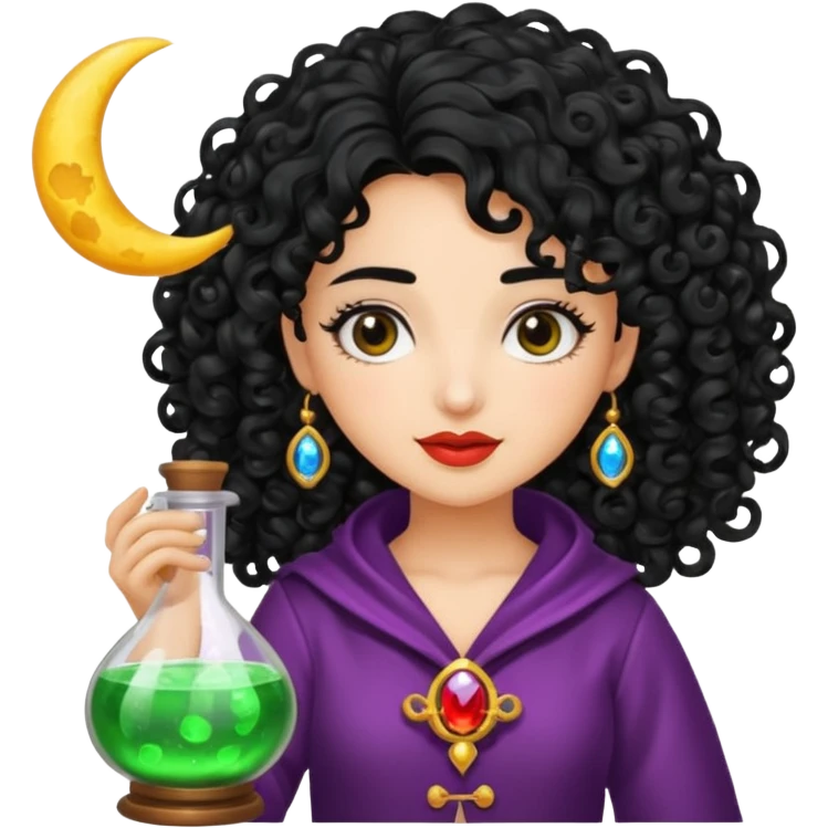 latina moon alchemist woman curly black hair potion emoji