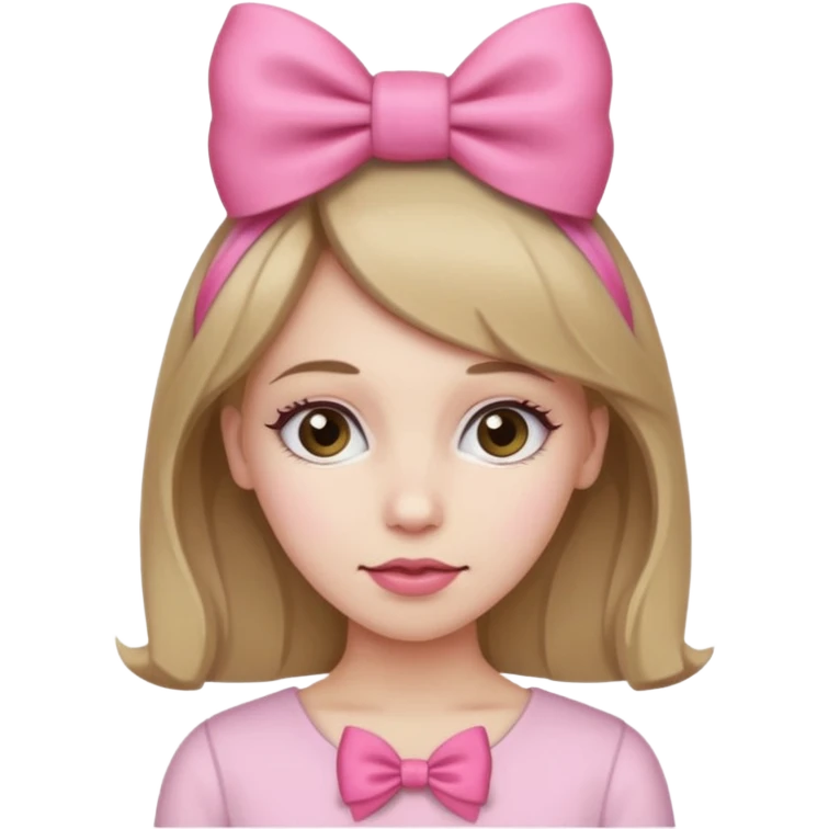 Este emoji 🙍🏼‍♀️ pero con el pelo rubio oscuro, y con un lazo rosa en la cabeza  emoji