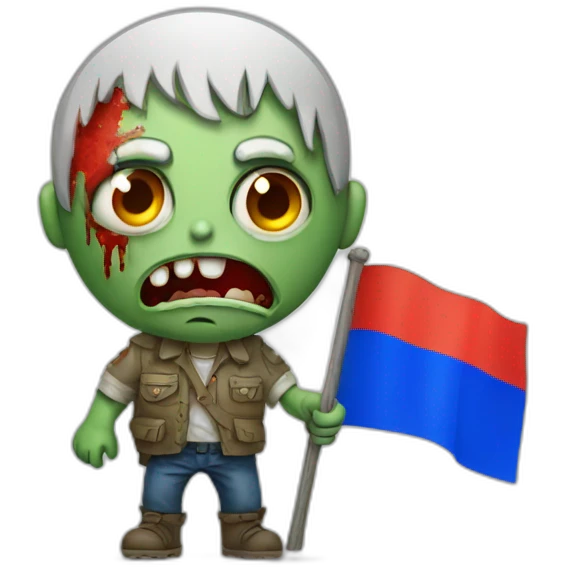 zombie with russian flag and "Z" emoji
