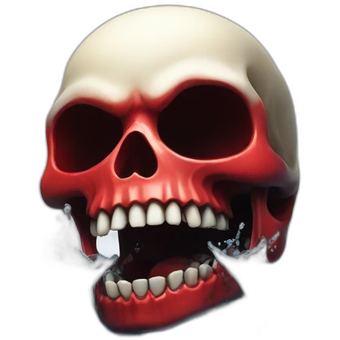 skull red and black biting on water emoji
