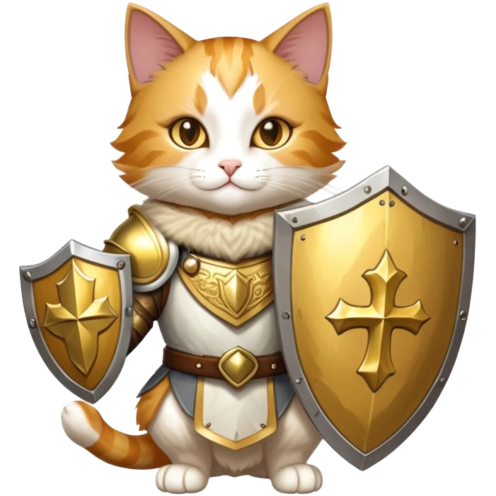 heroic paladin cat with golden holy shield emoji