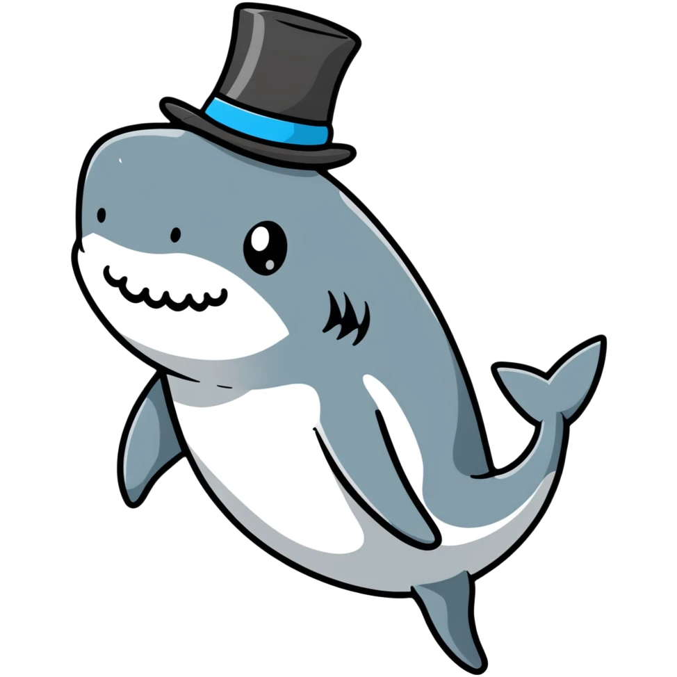 Shark with a top hat emoji