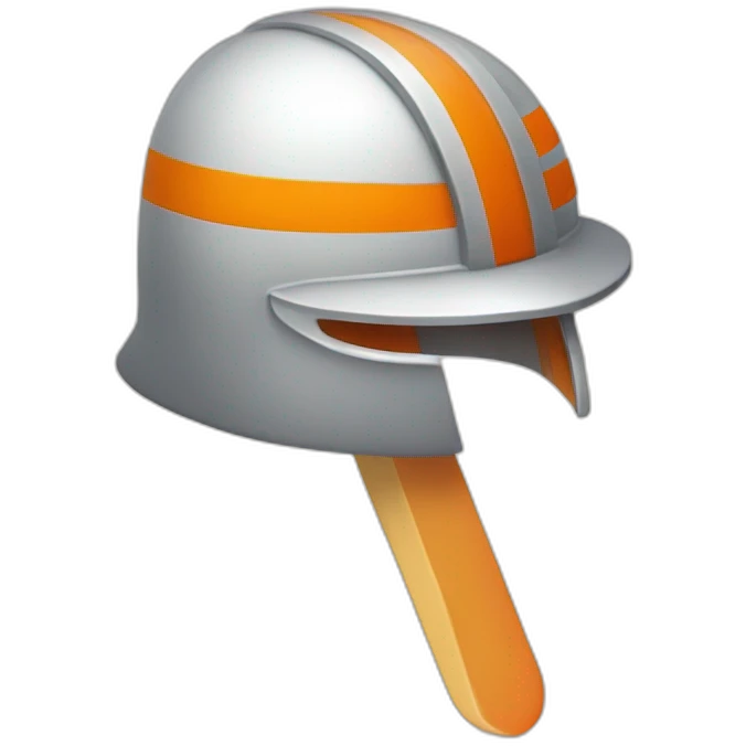 a white popsicle with one horizontal orange stripe with a medieval helmet emoji