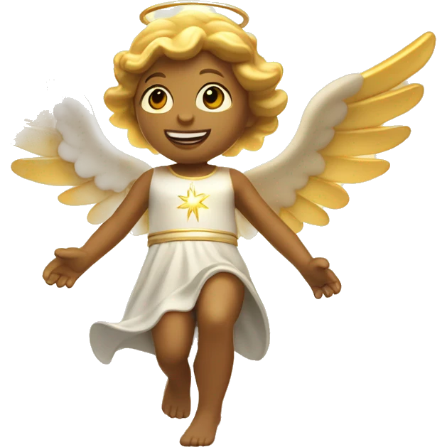 An angel descending from the clouds with rays of golden light emoji