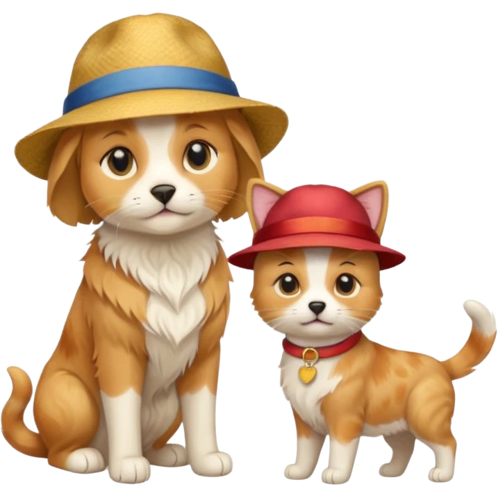 Cat wearing a hat dog emoji