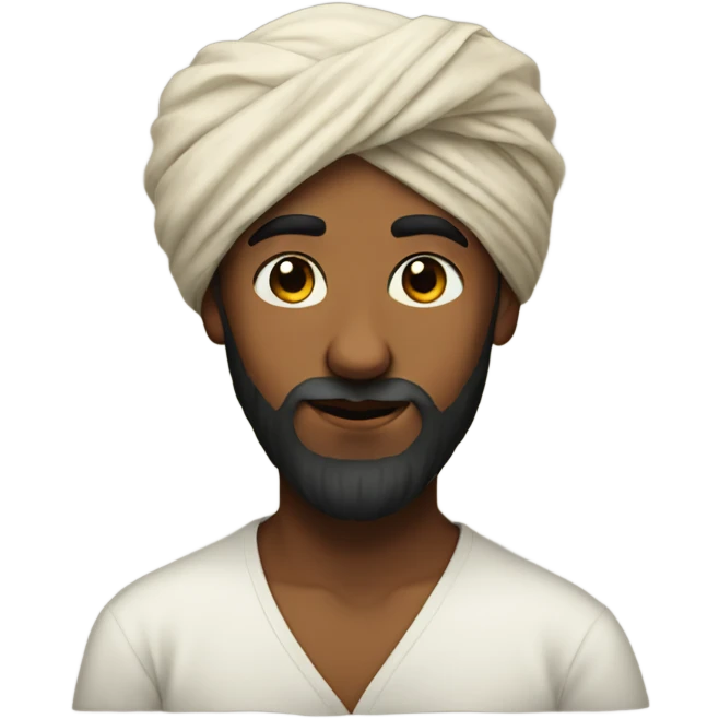 portrait of a bearded boy wearing a turban emoji